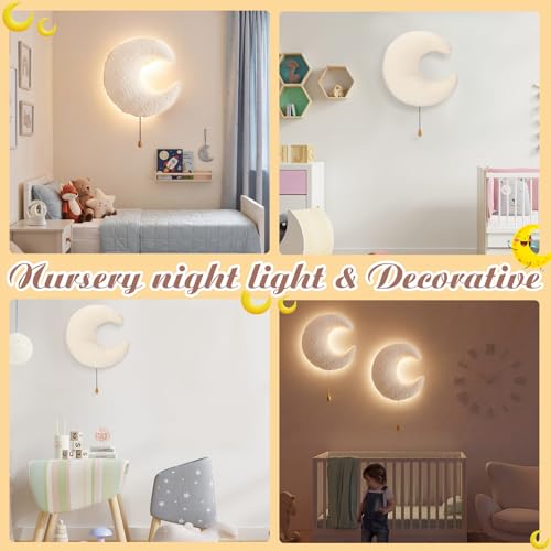 Fluffy Moon Night Light Wall Lamp Sleeping Nursery Lighting