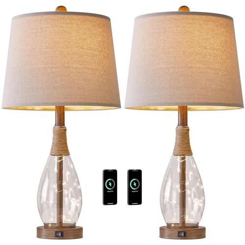 2 in 1 Bedside Table Lamps Set of 2
