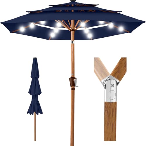 10ft 3 Tier Solar Patio Market Umbrella