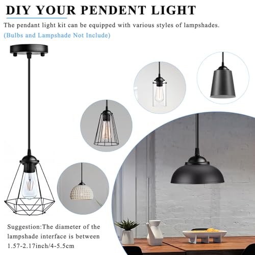 2 Pack Black Vintage Pendant Light Kit (2 Count)