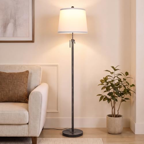 Antique Black Gold Floor Lamp Adjustable Height 55" to 65" Tall Standing