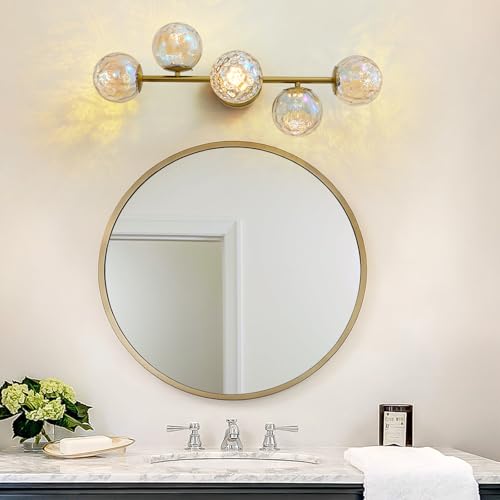 Brushed Gold LED Stained Hammered Glass Globe Bathroom Vanity Light