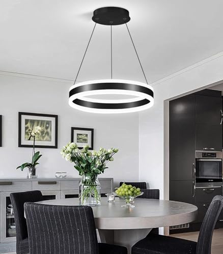 D15.7'' Modern Ring Chandelier for Dining Room LED Dimmable Pendant Lighting High Ceiling Chandelier for Living Room Foyer Bedroom Entryway 3000K