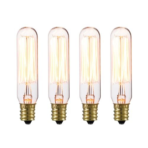 80151 40W Vintage Edison Mini Tube Clear Glass Dimmable Incandescent Light Bulb (4 Count)