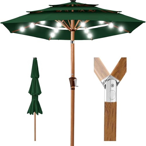 10ft 3 Tier Solar Patio Market Umbrella