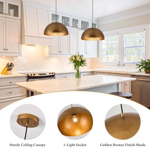 16" Dome Gold Pendant Light