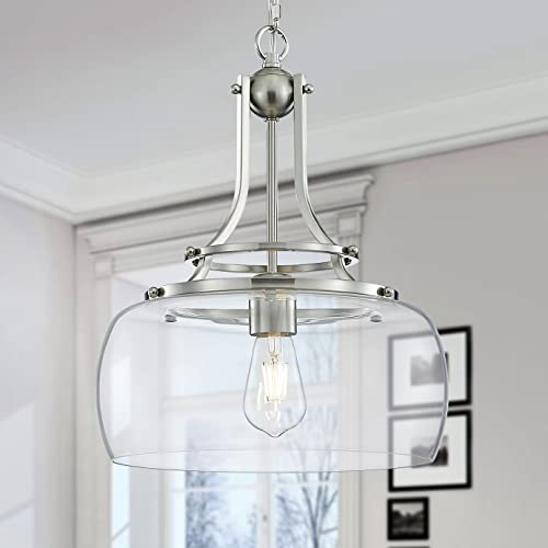 Chandelier Rustic Farmhouse Industrial Round Ceiling Pendant LED Light Fixture with Clear Glass Shades for Dining Room Kitchen Island Foyer Entryway