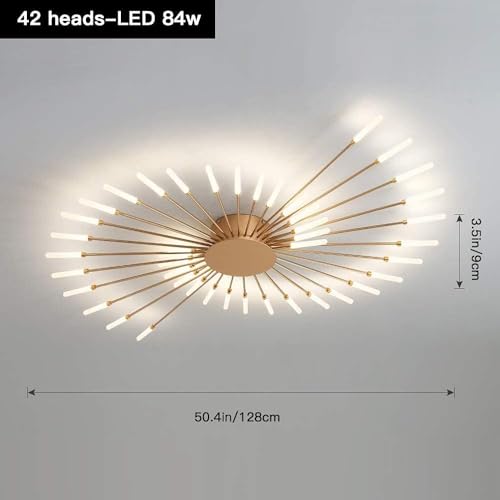 50.4" Ceiling Light Modern Flower Shape Ceiling Lamp for Living Room Dining Room Semi Flush Mount Metal Acrylic Sputnik Firework Petal LED Lighting Fixture