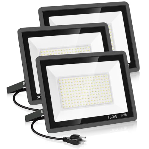 3 Pack 150W LED Flood Light Outdoor (3 Count)