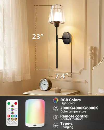 23 inch Crystal Battery Operated Wall Sconce Set of 2