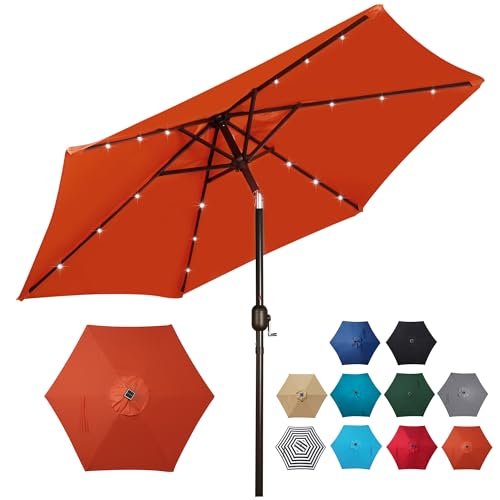 7.5 ft Solar Umbrella 18 LED Lighted Patio Umbrella Table Market Umbrella