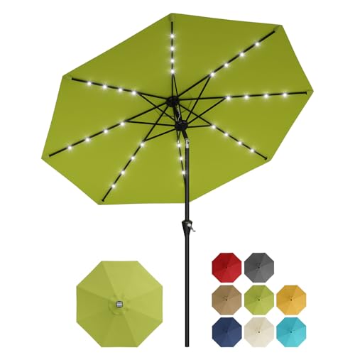 9FT Solar Patio Umbrella Outdoor Umbrella with 32 LED Lights
