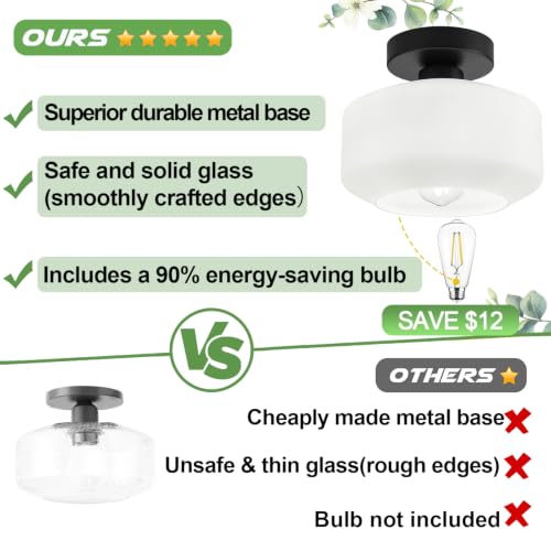 Industrial Semi Flush Mount Ceiling Light Black