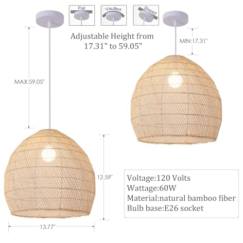 13.8" Rattan Pendant Light
