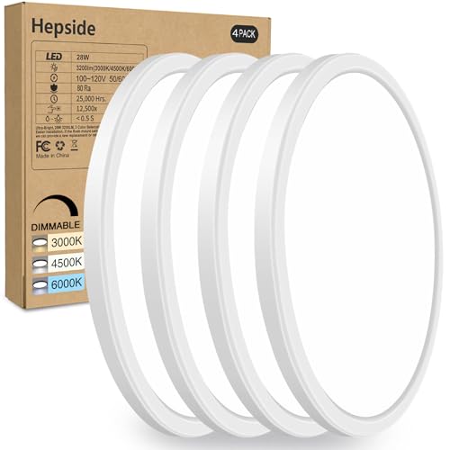 4PACK Flush Mount LED Ceiling Light Fixture White (4 Count)