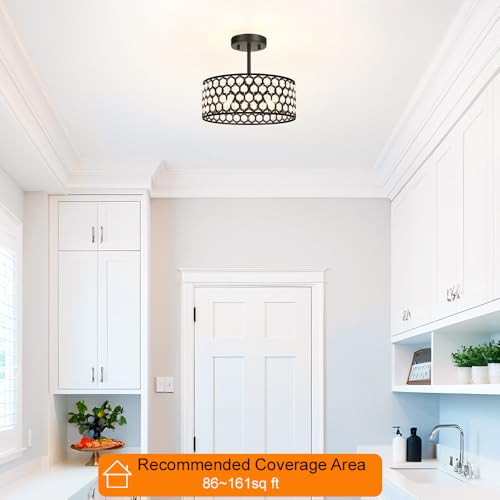Black Crystal Ceiling Light Fixture