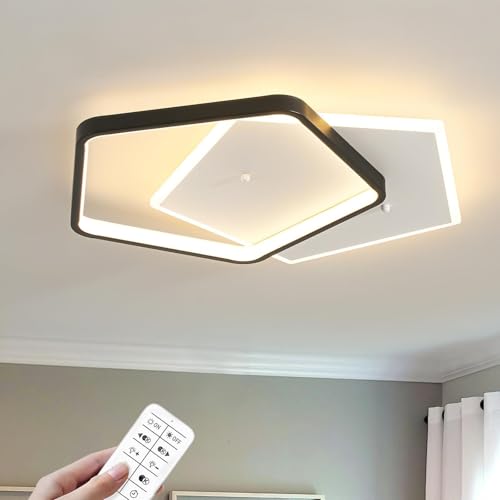 Modern LED Ceiling Light Fixture Dimmable Black Flush Mount Ceiling Lamp