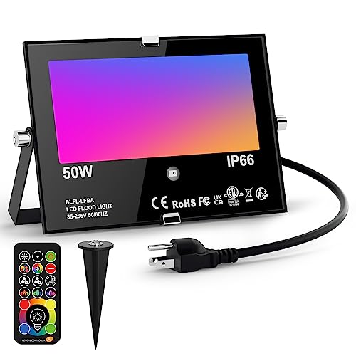 Outdoor LED Flood Light RGB Color Changing 500W Equivalent 2700k WarmWhite 5000LM Spotlight