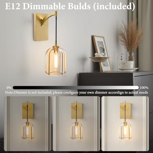 Crystal Brass Hemisphere Wall Sconce
