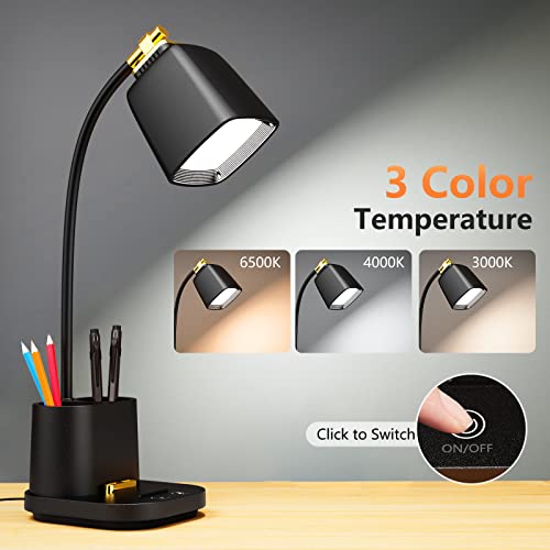 LED Desk Lamp with USB Charging Port Touch Control 3 Color Modes
