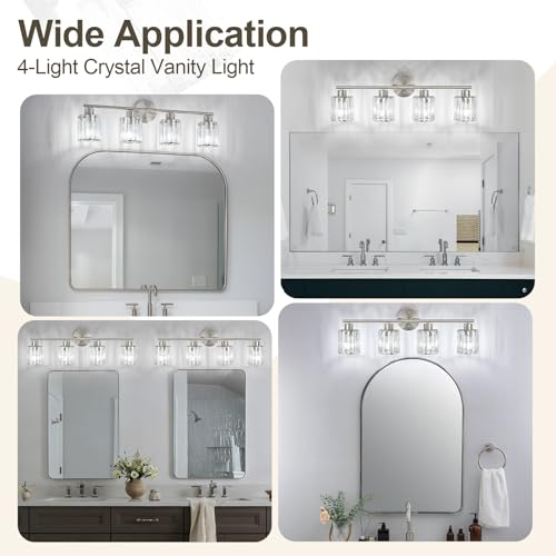 Modern Brushed Nickel Crystal Bathroom Light Fixtures