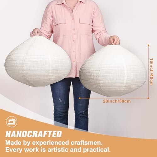 Hanging Lamp shade Oval 20INCH White Linen Pendant Light shade