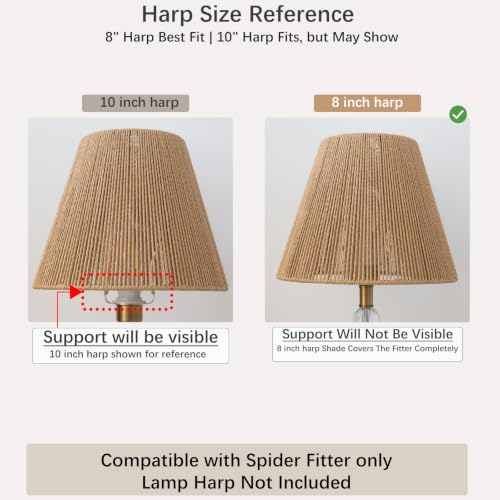 Boho Rattan Lamp Shade 7'' Top 13'' Bottom 10'' Heigh Cozy Vibe Decor Shade