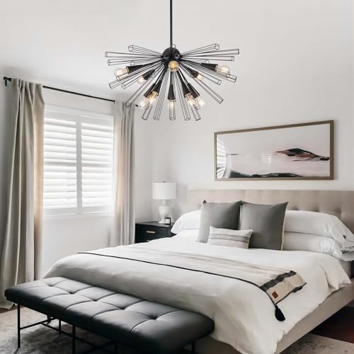 10 Light Black Sputnik Chandeliers