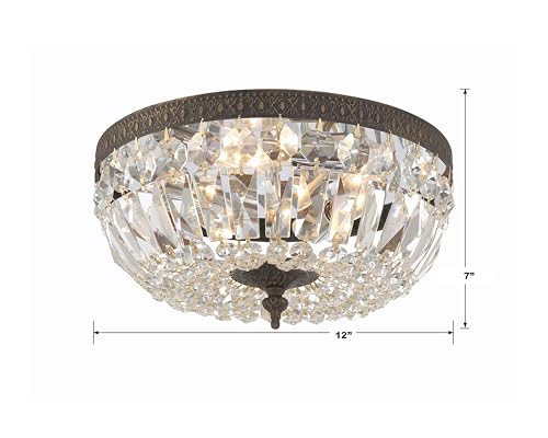 3 Light Clear Italian Crystal Flush Mount
