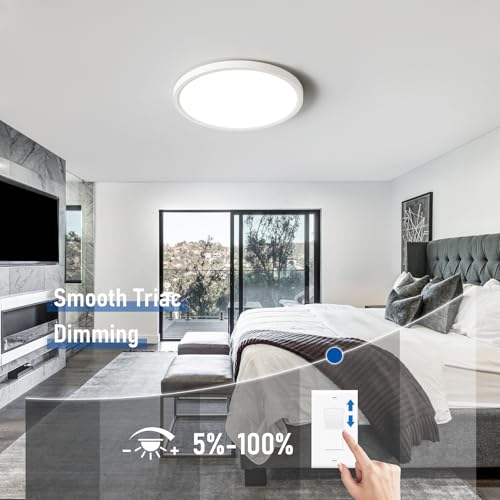 12 Inch Slim Dimmable LED Flush Mount Ceiling Light Fixtures