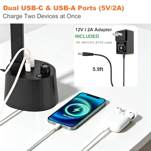 Desk Lamp for Home Office (Matte Black)
