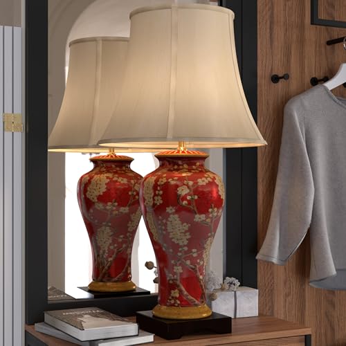 30" Glazed Sakura Blossom Vase Lamp