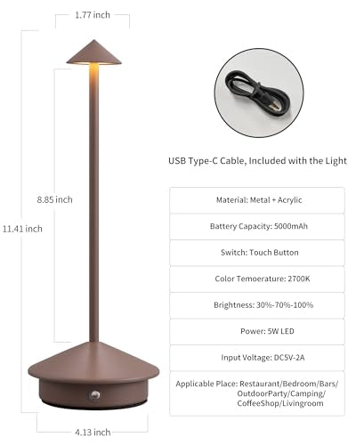 Modern Cordless Table Lamp Set of 2 (2 Count)