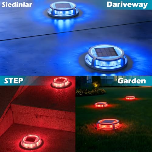 Solar Deck Lights Outdoor 2 Modes 16 LEDs (4 Count)