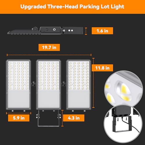 200W Upgraded LED Parking Lot Light with Photocell 30000lm 5000K