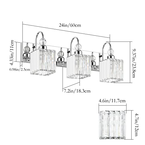 Chrome Crystal Bathroom Vanity Light