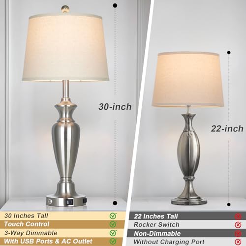 Silver Table Lamp for Living Room Single