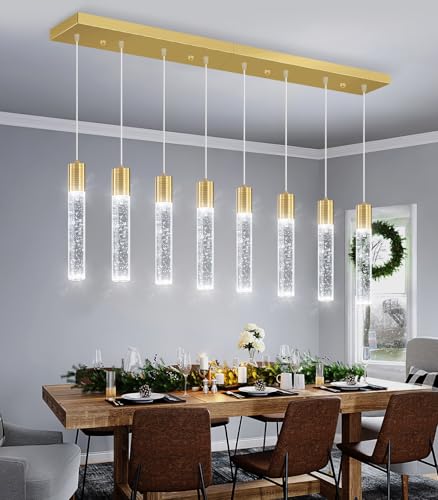 8 Lights Modern Crystal Chandeliers for Kitchen Island Pendants Lighting Fixture for Dining Room LED Ceiling Light for Hallway Foyer 6000K Sliver