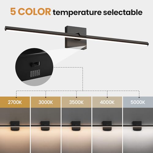 Modern Bathroom Vanity Light 32 Inch Matte Black Dimmable 5CCT LED Vanity Light Bar for Bathroom Lighting Fixtures Over Mirror Cabinets Bedroom
