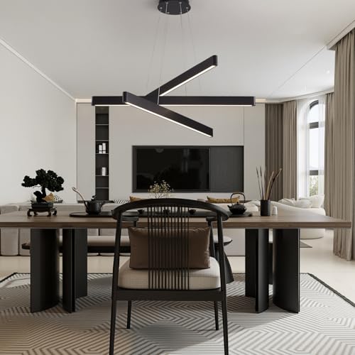 3 Light Solid Wood Black Linear Pendant Light (3 Count)