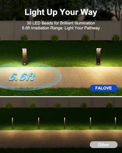 6 Pack Warm White Solar Powered Pathway Lights Outdoor Waterproof (6 Count)