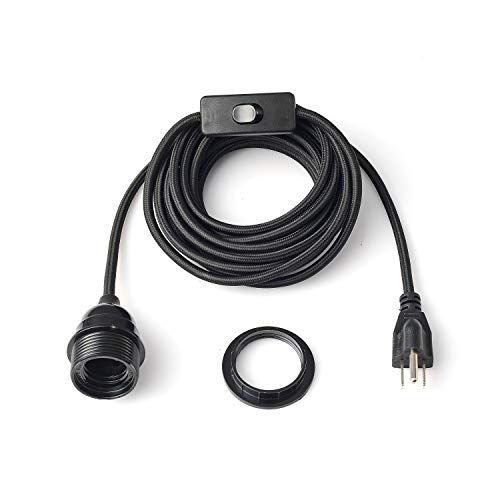 Black Plug in Swag Pendant Light Fixture