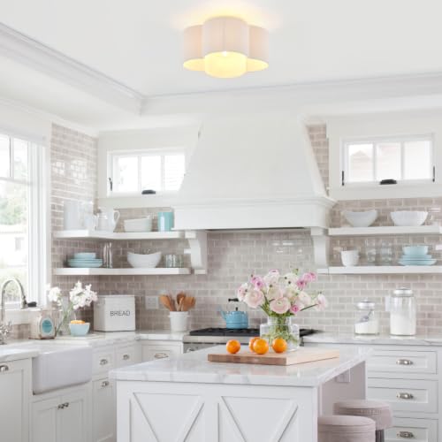 Boho Rattan Semi Flush Mount Ceiling Light Fixture