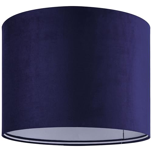 Dark Blue Velvet Drum Lamp Shade 13"×13"×10" Spider