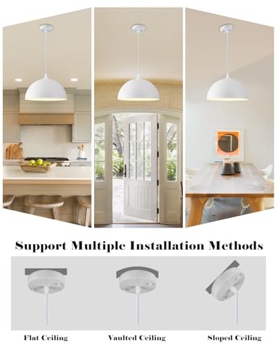White Pendant Lights Kitchen Island 2 Pack