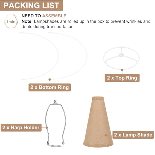 Burlap Empire Lamp Shades Set of 2 (2 Count)
