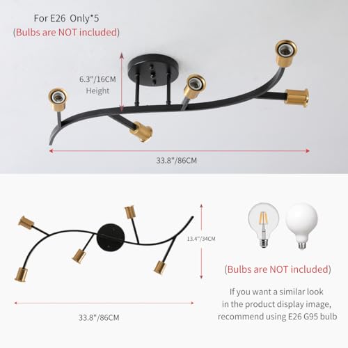 Black and Gold Modern Sputnik Ceiling Light Fixture 5