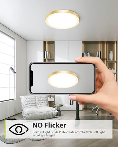 1PACK Flush Mount LED Ceiling Light Fixture Golden
