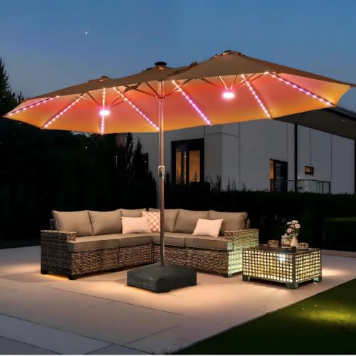 8.5ft X 14.5ft Rectangular Market Umbrella With Base And Color