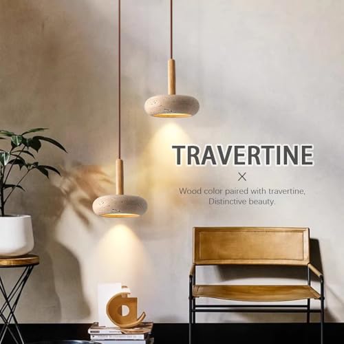 Natural Yellow Travertine Pendant Light
